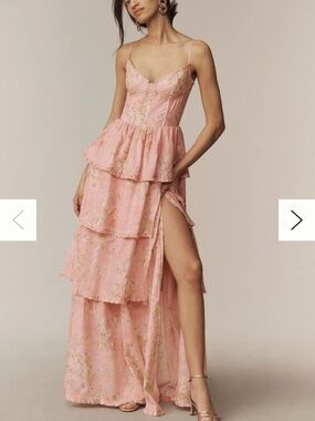 Anthropologie pink ruffle dress